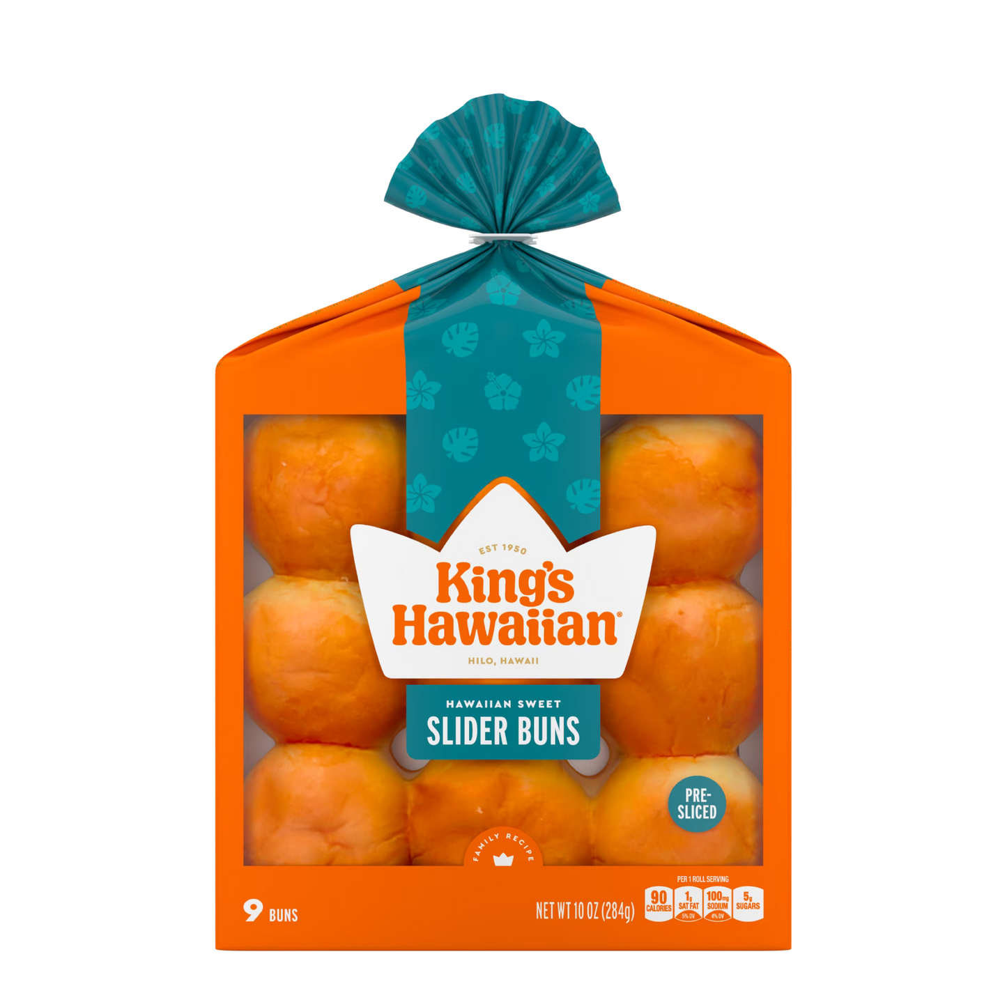 King's Hawaiian Sweet Pre-Sliced Slider Mini Buns 9 Count, 10oz, Shelf-Stable