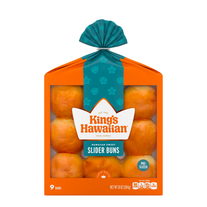 King's Hawaiian Sweet Pre-Sliced Slider Mini Buns 9 Count, 10oz, Shelf-Stable