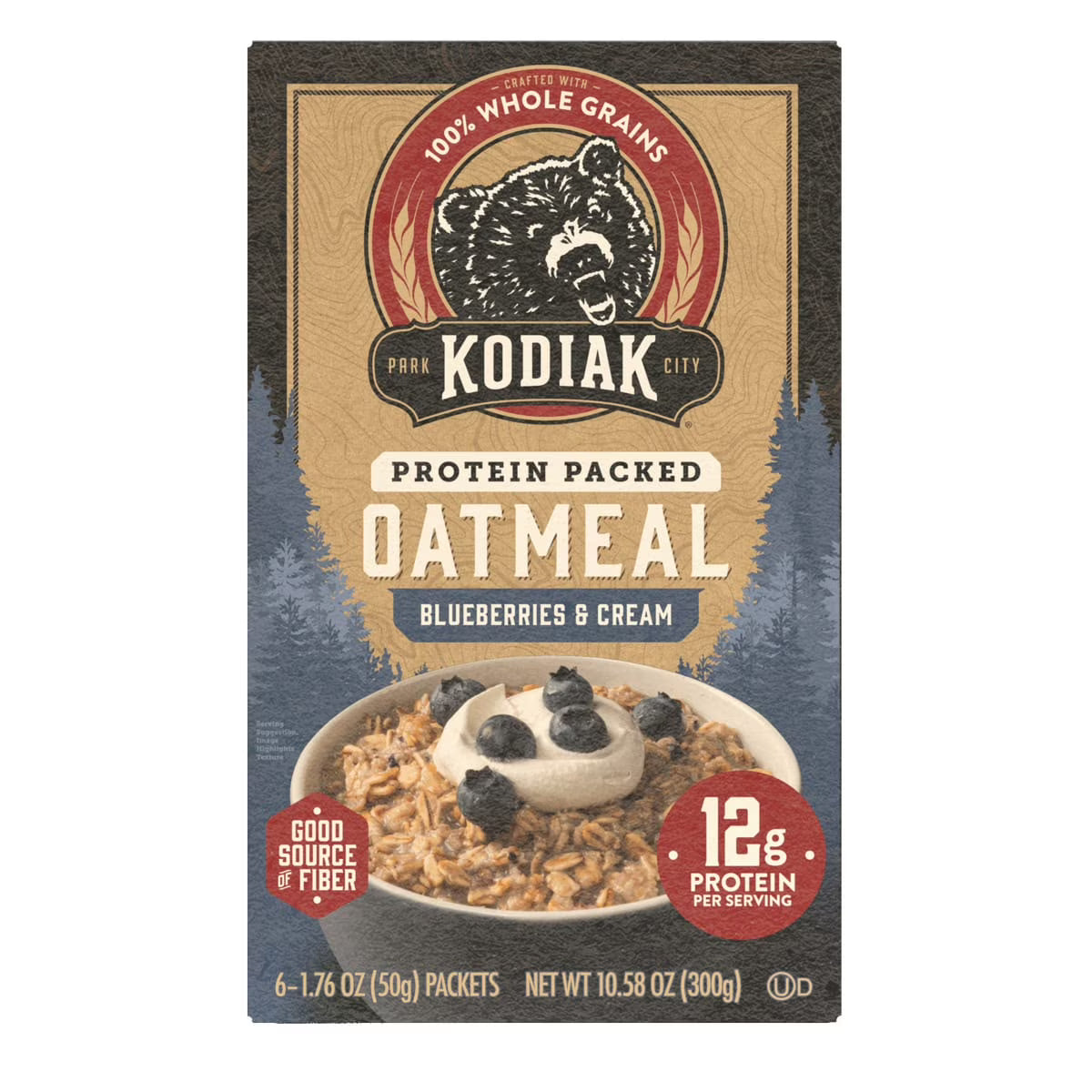 Kodiak Protein-Packed Blueberries and Cream Instant Oatmeal Packets, 1.76 oz (6 Count)