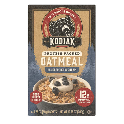 Kodiak Protein-Packed Blueberries and Cream Instant Oatmeal Packets, 1.76 oz (6 Count)