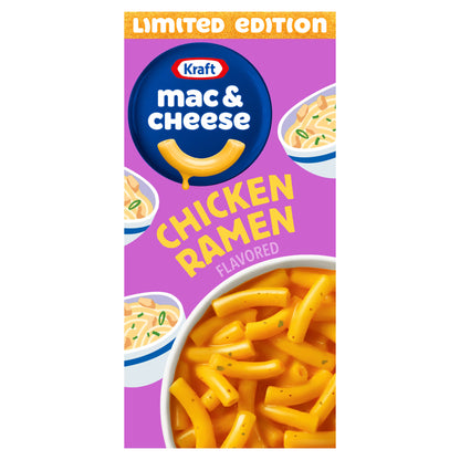 Kraft Mac and Cheese, 1 Box, for Easy Snack or Dinner Sides, Limited Edition Chicken Ramen Flavor, No Artificial Flavors, Preservatives or Dyes, 7.25 oz