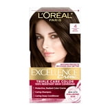L'Oreal Paris Excellence Creme Permanent Hair Color, 4 Dark Brown, 100 Percent Gray Coverage, 1 Kit
