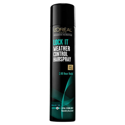 (2 pack) L'Oreal Paris LOCK IT Weather Frizz Control Hairspray, for Normal Hair, 8.25 oz