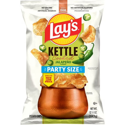 Lay’s Jalapeno Kettle Cooked Potato Chips Party Size Bag, 12.5 oz