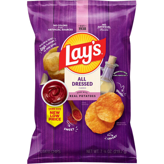 Lays All Dressed Potato Chips 7.75 oz Bag