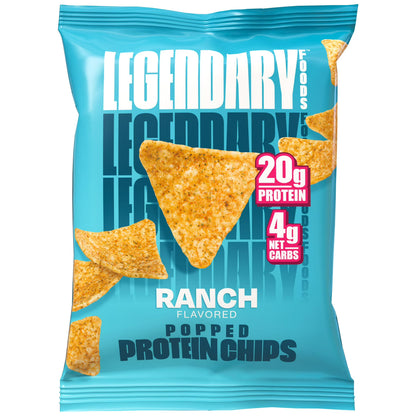 Legendary Popped Protein Chips, 20g Protein, Ranch, 34g per individual bag