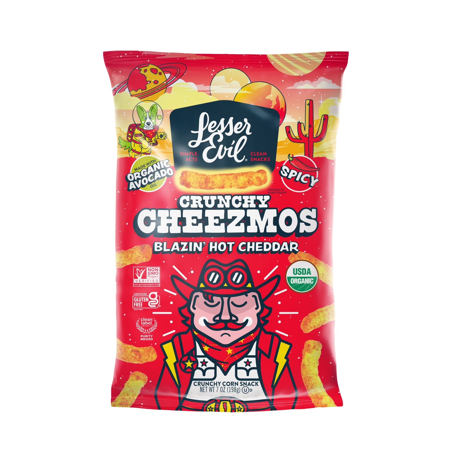 LesserEvil Cheezmos, Blazin' Hot Cheddar, 7oz