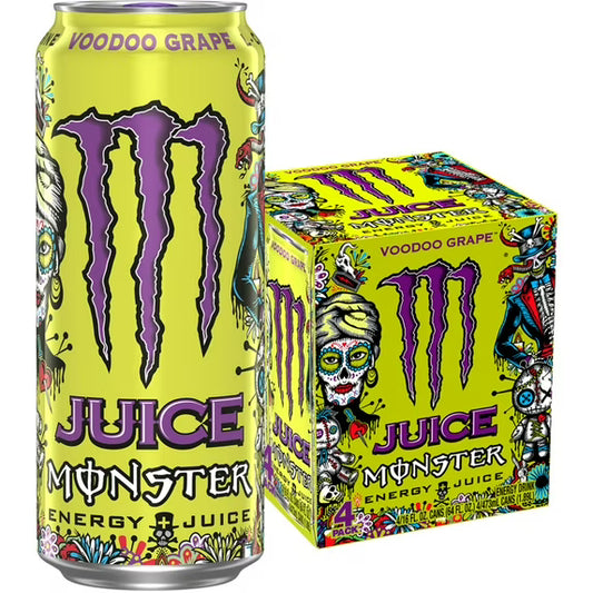 Juice Monster, Voodoo Grape, Juice + Energy Drink, 16 fl oz, 4 Pack