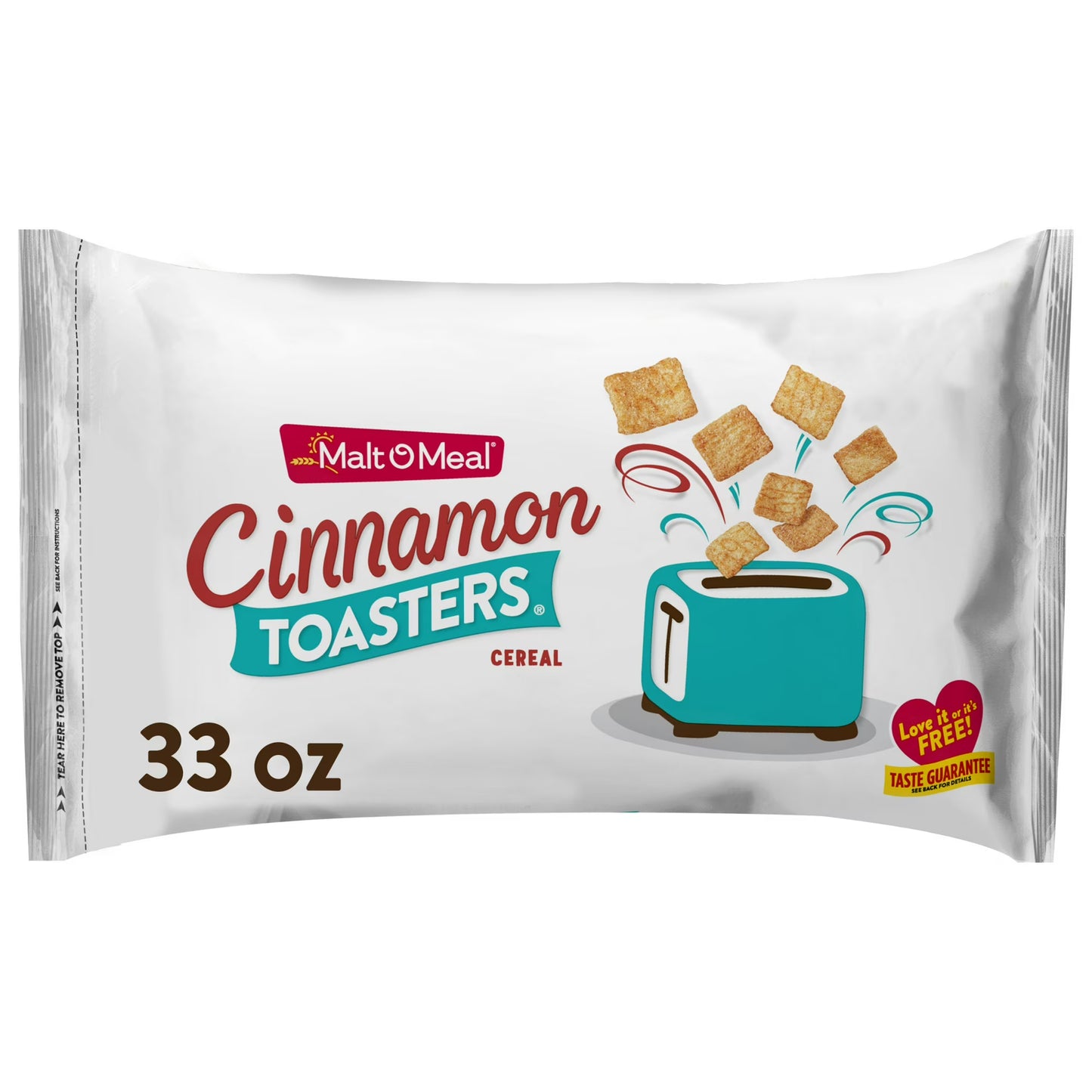 Malt-O-Meal Cinnamon Toasters Breakfast Cereal, Real Cinnamon Squares, 33 oz Bag