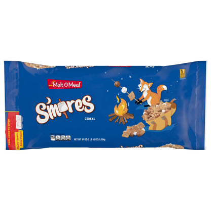 Malt-O-Meal S'mores Breakfast Cereal, Graham, Chocolate & Marshmallow, 47 oz Bag