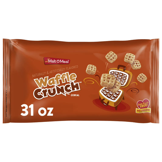Malt-O-Meal Waffle Crunch Breakfast Cereal, Mini Waffle Shaped Pieces, 31 oz Bag