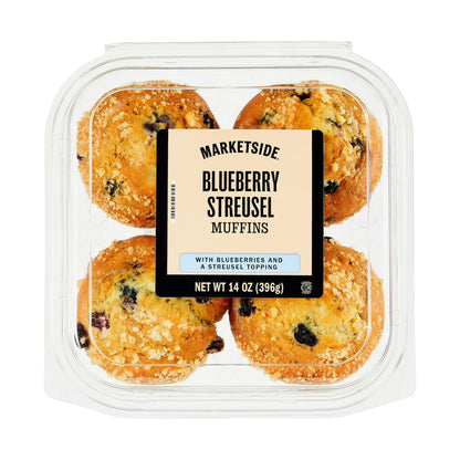 Marketside Baked Blueberry Muffins, 14 oz, 4 Count, Kosher Dairy