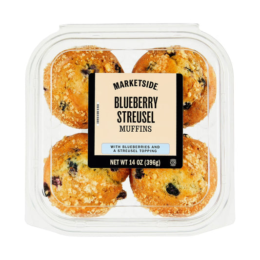 Marketside Baked Blueberry Muffins, 14 oz, 4 Count, Kosher Dairy