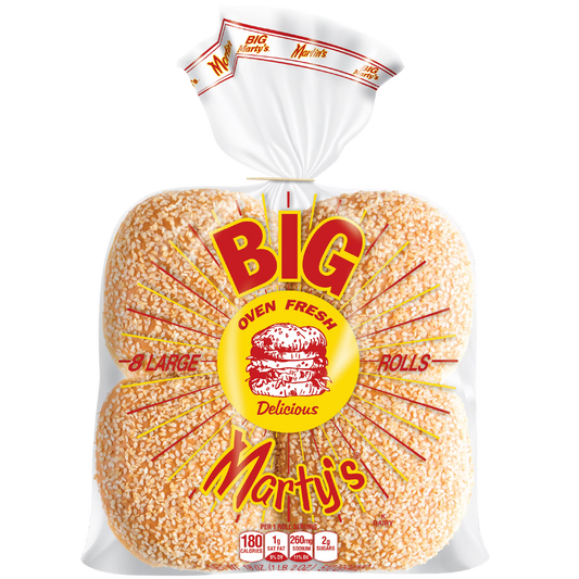 Martin's Big Marty's Rolls, 8 Count, Seeded 4 Inch Roll