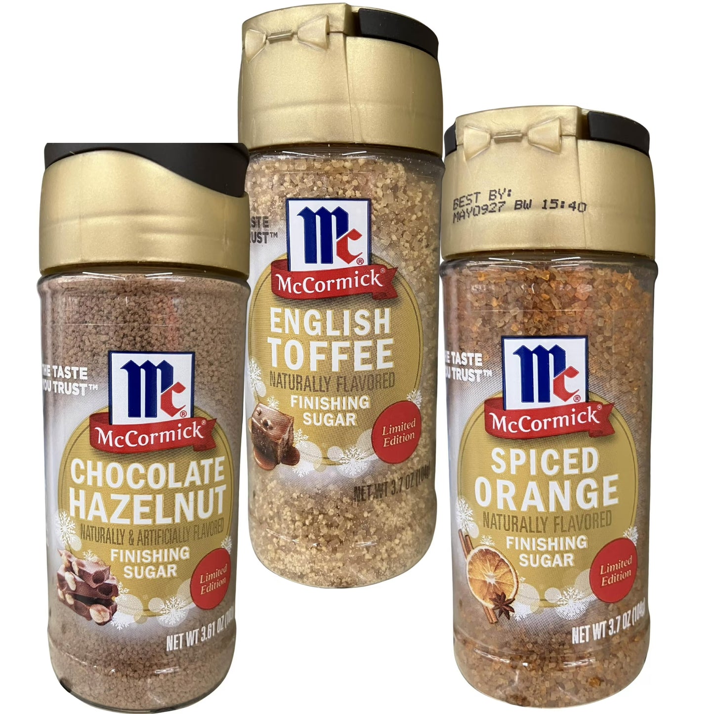 McCormick Finishing Sugar 3 Pack - Chocolate Hazelnut, English Toffee, Spiced Orange