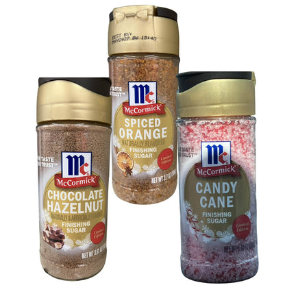 McCormick Finishing Sugar 3 Pack - Chocolate Hazelnut, Spiced Orange, Candy Cane
