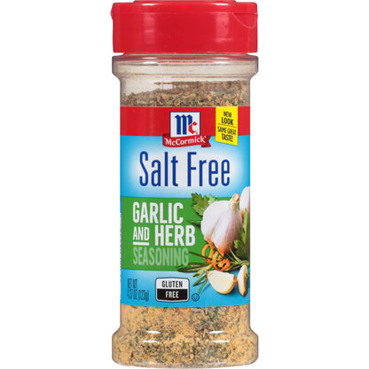 McCormick Seasoning, Salt Free Garlic and Herb, 4.37 oz Bottle