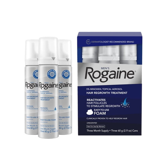 (3 pack) Men's Rogaine Minoxidil 5% Foam 3x 2.11 oz Bottles