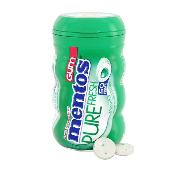 Mentos Pure Fresh Sugar-Free Spearmint Xylitol Chewing Gum, 50 Count Bottle