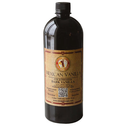 Pure Dark Mexican Vanilla Extract Gluten Free Vanilla for Baking Cakes, Cookies, Desserts, Coffee & Beverages Natural, Bold Flavour 33.81 fl oz bottle
