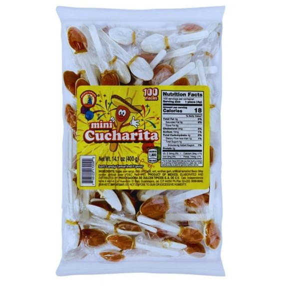 Mini Cucharita Tamarindo Cucharita Candy (100 unidades) - Marca Dulces Típicos - Mini cuchara de tamarindo de caramelo caliente - Caramelo mexicano