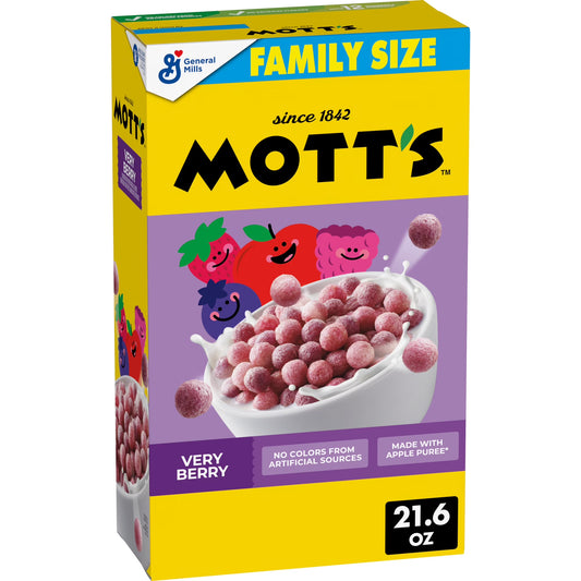 Mott's Very Berry Cereal, Made with Apple Puree, Whole Grain, Family Size, 21.6 oz