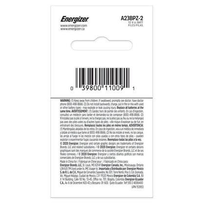 Energizer A23 Battery, 12 Volt - 2 Pack Great for Electronics Like A23 12 Volt Photo / Garage Door Opener / Electronic Keychain Eveready Energizer Battery 2 Pack