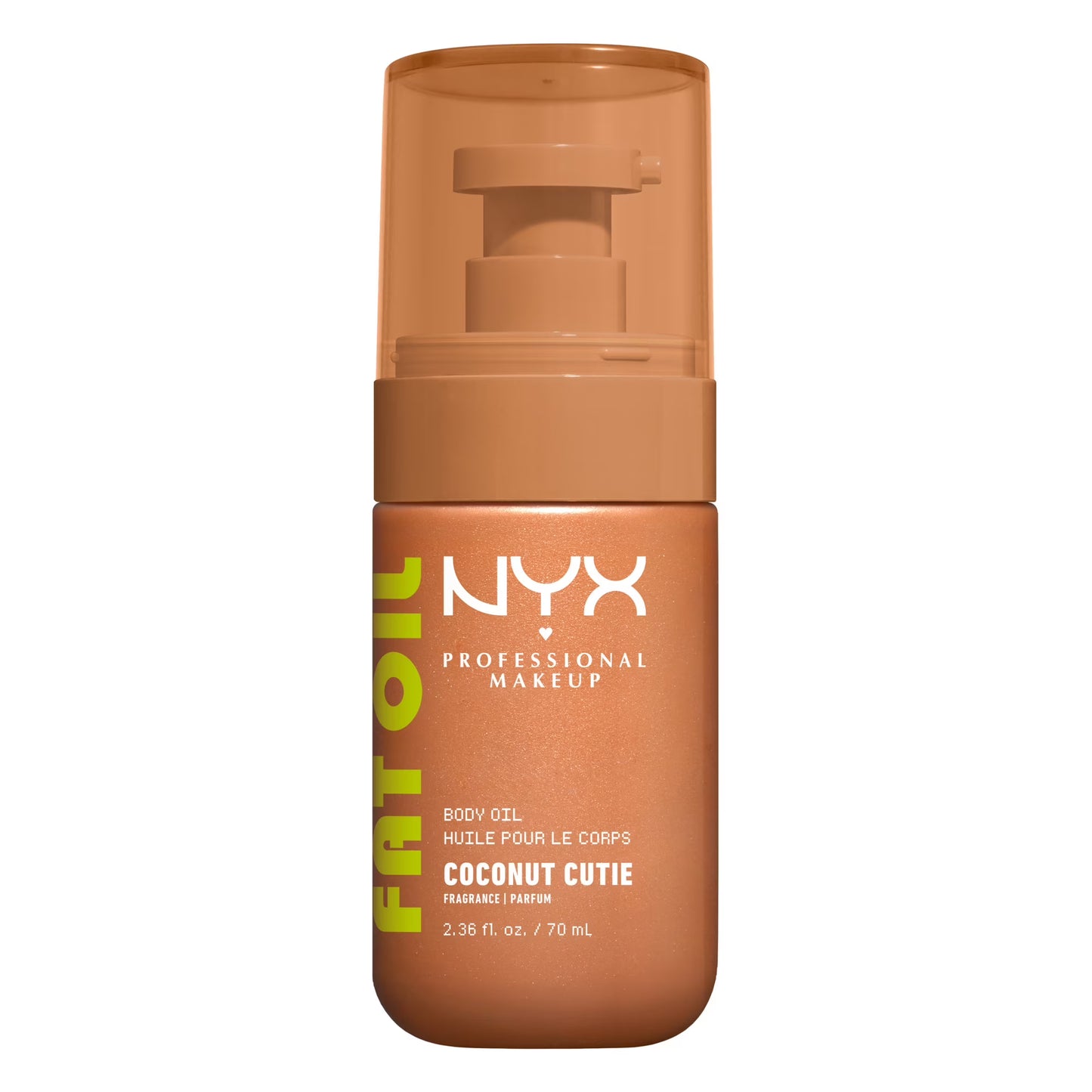 NYX Professional Makeup Fat Oil Hydrating Body Oil for Body Glow with Avocado Oil & Vitamin C, Coconut Cutie, 2.36 fl oz