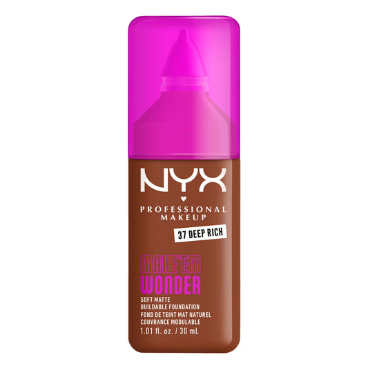 NYX Professional Makeup Make Me Wonder Make 'EM Wonder, 24H Soft Matte Foundation, DEEP RICH, 0.84 fl oz