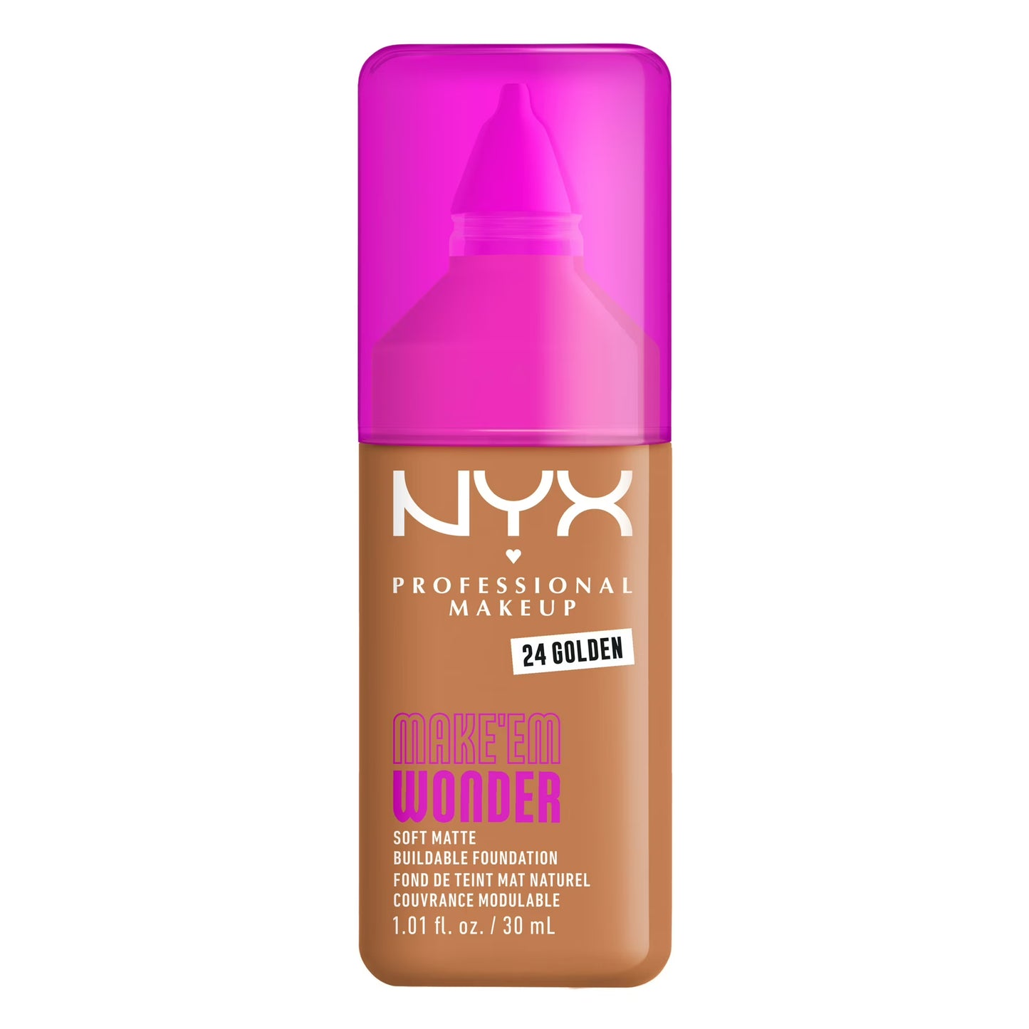 NYX Professional Makeup Make 'EM Wonder, 24H Soft Matte Foundation Makeup, GOLDEN 24