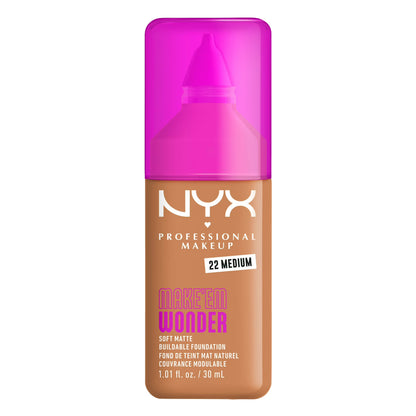 NYX Professional Makeup Make 'EM Wonder, 24H Soft Matte Foundation Makeup, MEDIUM 22