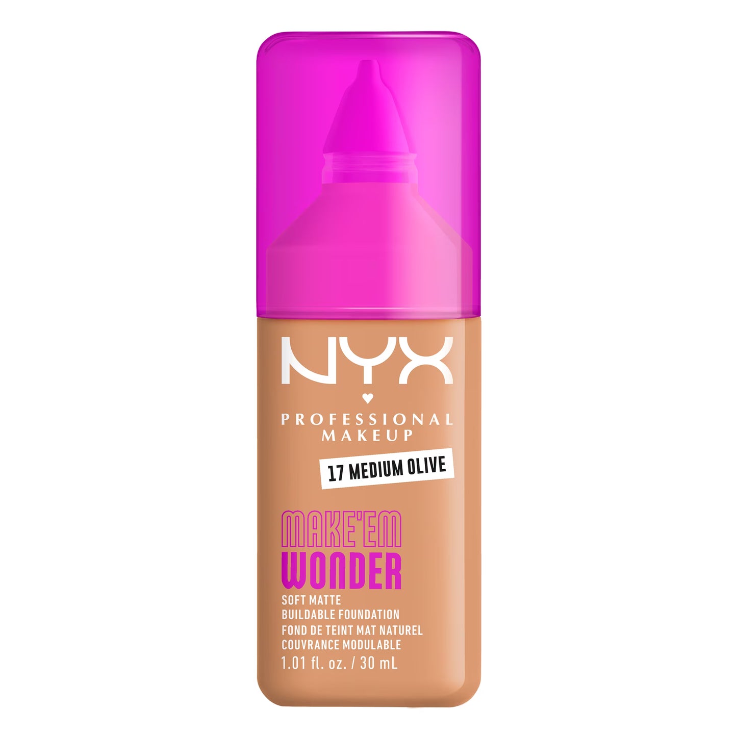 NYX Professional Makeup Make 'EM Wonder, 24H Soft Matte Foundation Makeup, MEDIUM OLIVE 17