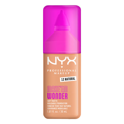 NYX Professional Makeup Make 'EM Wonder, 24H Soft Matte Foundation Makeup, NATURAL 12