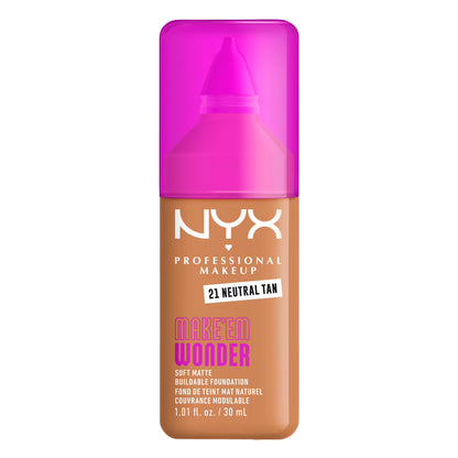 NYX Professional Makeup Make Me Wonder Make 'EM Wonder, 24H Soft Matte Foundation, NEUTRAL TAN, 0.84 fl oz
