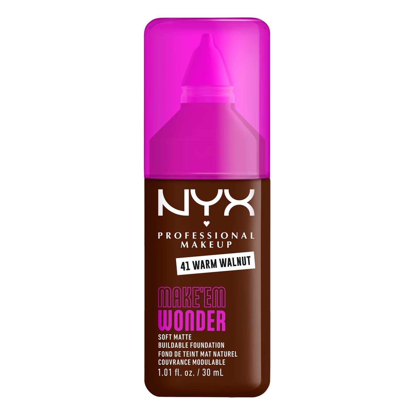 NYX Professional Makeup Make 'EM Wonder, 24H Soft Matte Foundation Makeup, WARM WALNUT 41