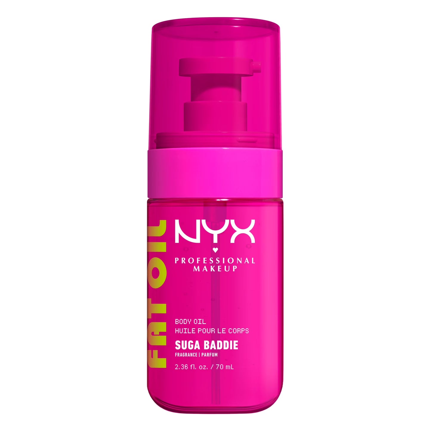 NYX Professional Makeup Fat Oil Hydrating Body Oil for Body Glow with Avocado Oil & Vitamin C, Suga Baddie, 2.36 fl oz