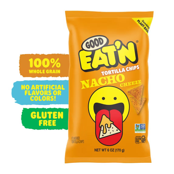 Good Eat'n Nacho Cheeze Tortilla Chips, Non-GMO Corn Snack, Gluten-Free, Vegan, 6oz