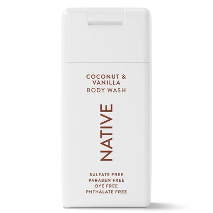 (3 pack) Native Body Wash, Sulfate Free, Coconut & Vanilla, for Women and Men, Travel Size 3 fl oz