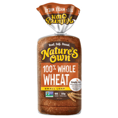 Nature's Own 100% Whole Wheat, Non-GMO Small Loaf Bread, Sandwich Bread, 12 oz Loaf