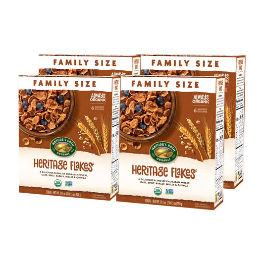 (4 pack) Nature's Path Organic Heritage Flakes Breakfast Cereal, 33.5oz Box (pack of 4)
