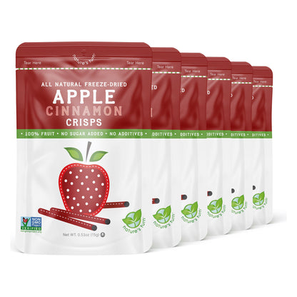 Nature’s Turn Freeze-Dried Apple Cinnamon Crisps, No Added Sugar, Healthy Natural Fruit Crisp Snack for School Lunches, 6 Pack (0.53 oz Each)