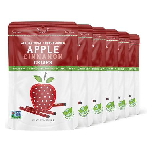 Nature’s Turn Freeze-Dried Apple Cinnamon Crisps, No Added Sugar, Healthy Natural Fruit Crisp Snack for School Lunches, 6 Pack (0.53 oz Each)