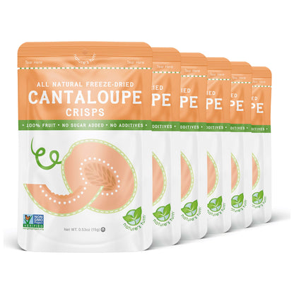 Nature’s Turn Freeze-Dried Cantaloupe Crisps, No Added Sugar, Healthy Natural Fruit Crisp Snack for School Lunches, 6 Pack (0.53 oz Each)