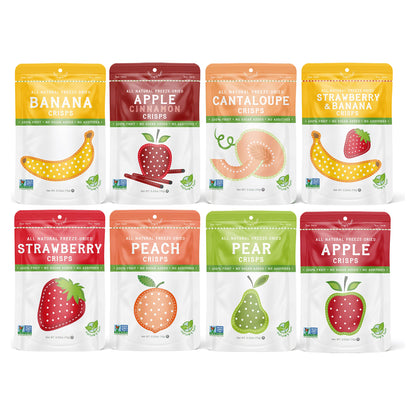 Nature's Turn Freeze-Dried Fruit Crisps Sampler Variety Pack, No Added Sugar, Healthy Natural Fruit Crisp Snack for School Lunch, 8 Pack (0.53 oz Each)