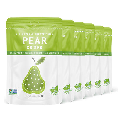 Nature’s Turn Freeze-Dried Pear Crisps, No Added Sugar, Healthy Natural Fruit Crisp Snack for School Lunches, 6 Pack (0.53 oz Each)