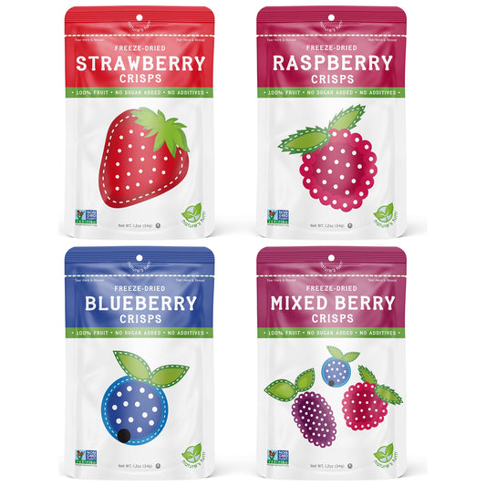 Nature’s Turn Freeze-Dried Very Berry Crisps Variety Pack, No Added Sugar, Healthy Natural Fruit Crisp Snack for School Lunches, 4 Pack (1.2oz Each)