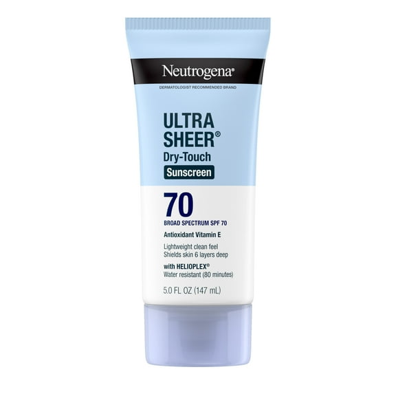 (3 pack) Neutrogena Ultra Sheer Sunscreen SPF 70 Body Sunscreen Lotion, Dry-Touch Sun Protection, 5 fl oz