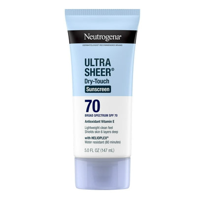 (3 pack) Neutrogena Ultra Sheer Sunscreen SPF 70 Body Sunscreen Lotion, Dry-Touch Sun Protection, 5 fl oz