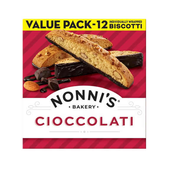 Nonni's Bakery, Cioccolati Almond Biscotti, Individually Wrapped, 10.32oz, 12ct Value Pack