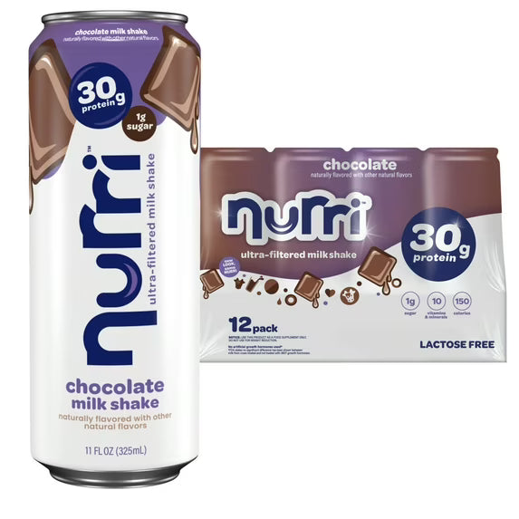 Nurri Ultra-Filtered Milkshake, 30g of Protein, Chocolate, 11 fl oz Can (Pack of 12)